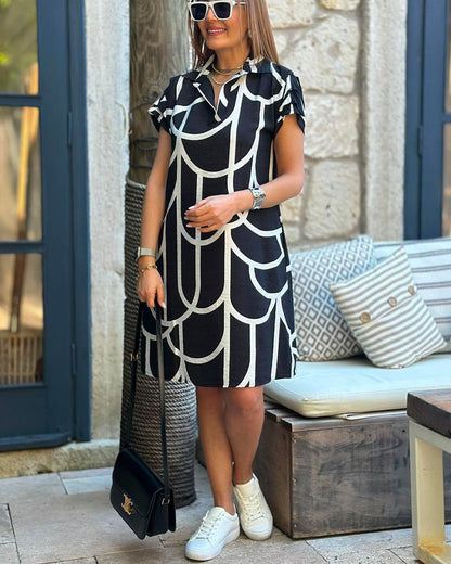 Lydia | Vestido tipo polo con estampado geométrico