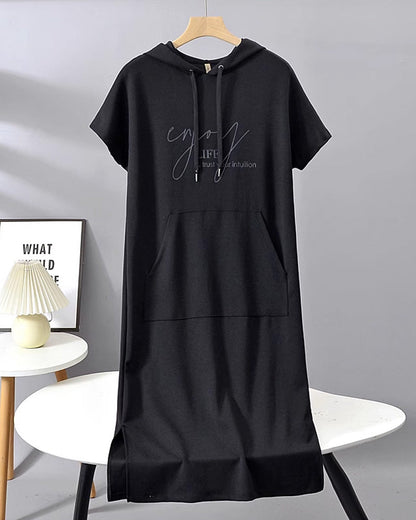 Parker - Vestido Casual con Capucha y Estampado de Letras