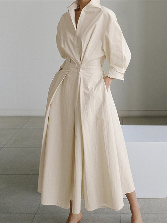 Brynn - Vestido A-Line con Cuello Polo Chic y Corte Acampanado