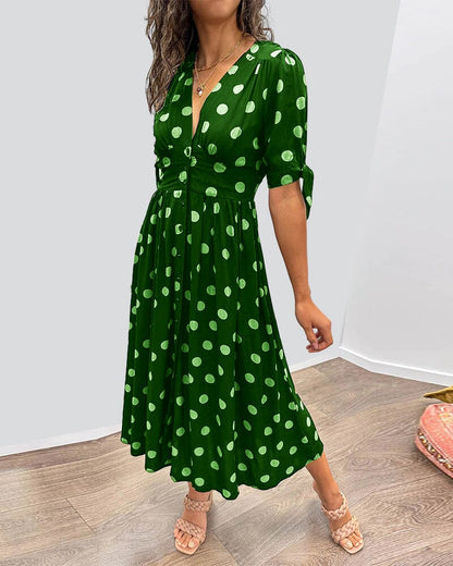 Kimberly | Vestido de escote en V con lunares