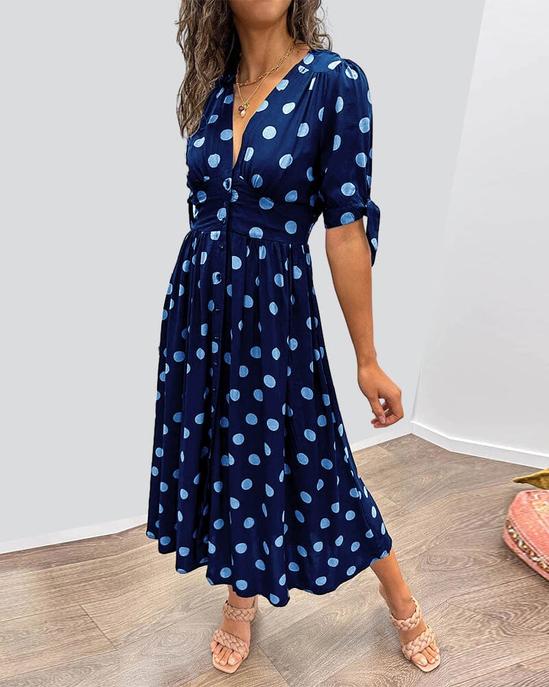 Kimberly | Vestido de escote en V con lunares