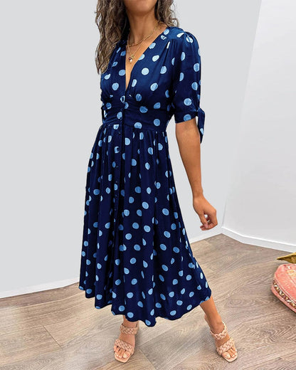 Kimberly | Vestido de escote en V con lunares