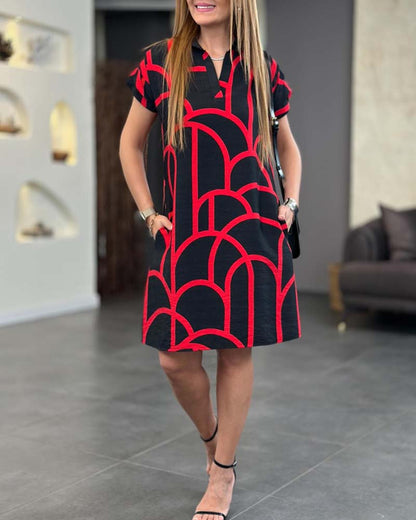Lydia | Vestido tipo polo con estampado geométrico
