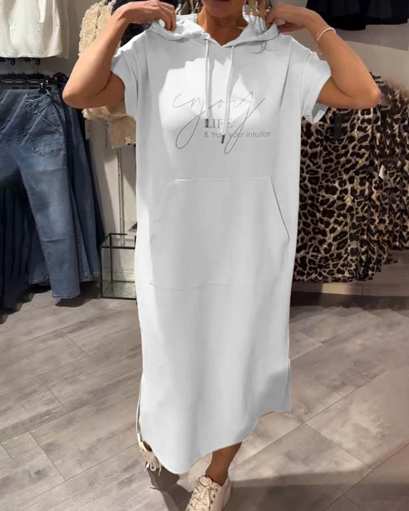 Parker - Vestido Casual con Capucha y Estampado de Letras