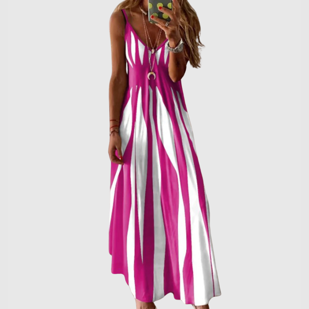 Ariella - Vestido Maxi a Rayas Chic sin Mangas