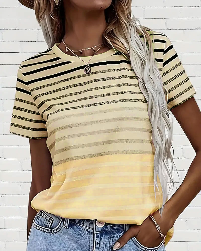 Kylie | Camiseta de cuello redondo a rayas