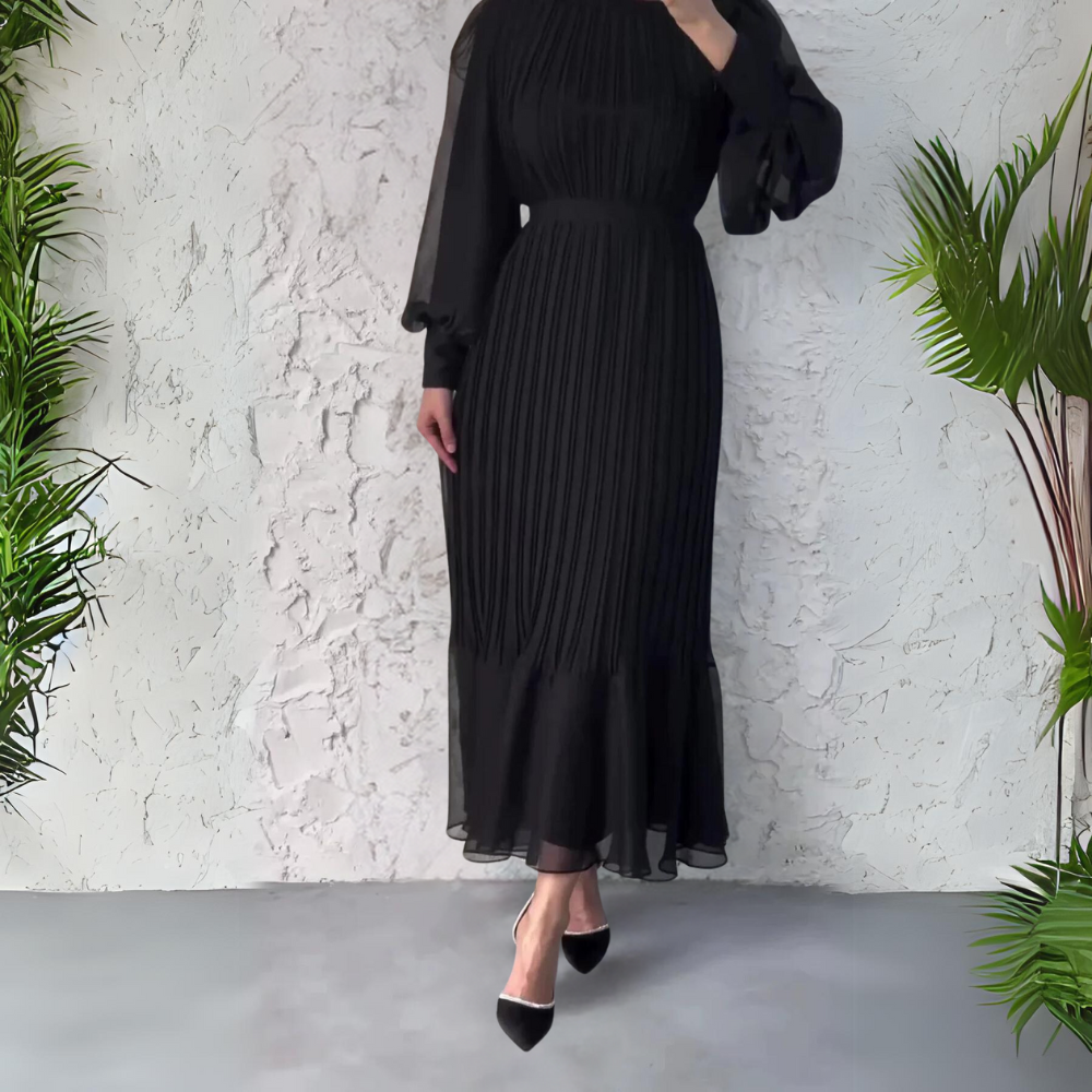 Cami - Elegante vestido de noche francés de otoño con malla acentuada