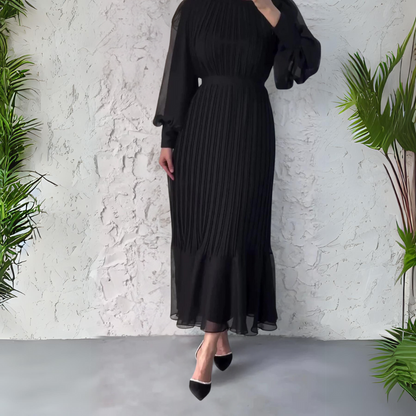 Cami - Elegante vestido de noche francés de otoño con malla acentuada