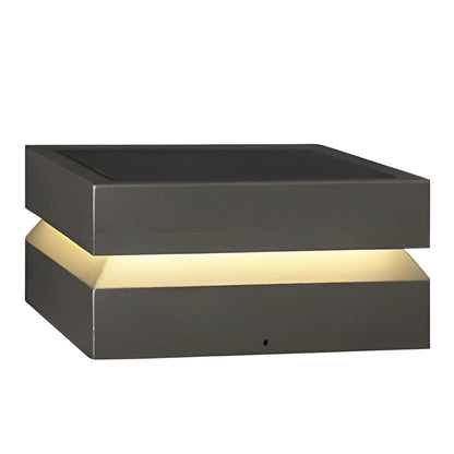 Luz de poste LED solar exterior negra moderna