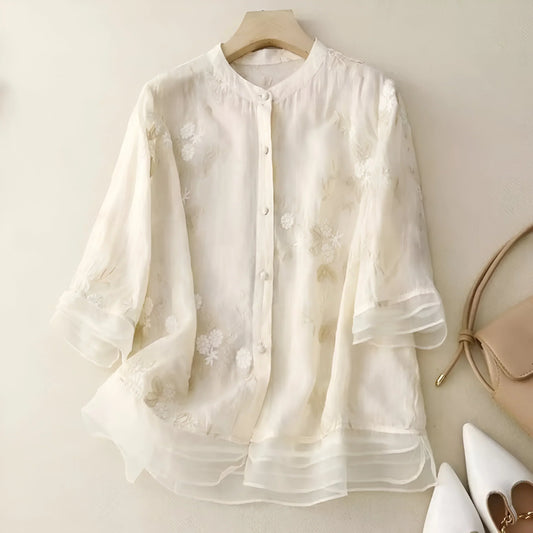 Jade | Top de algodón bordado con flores