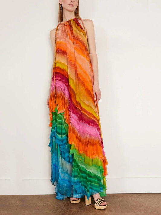 Velia - Vestido fluido de gasa hasta el tobillo