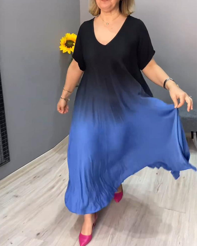 Joan - Vestido Maxi Fluido con Degradado de Verano