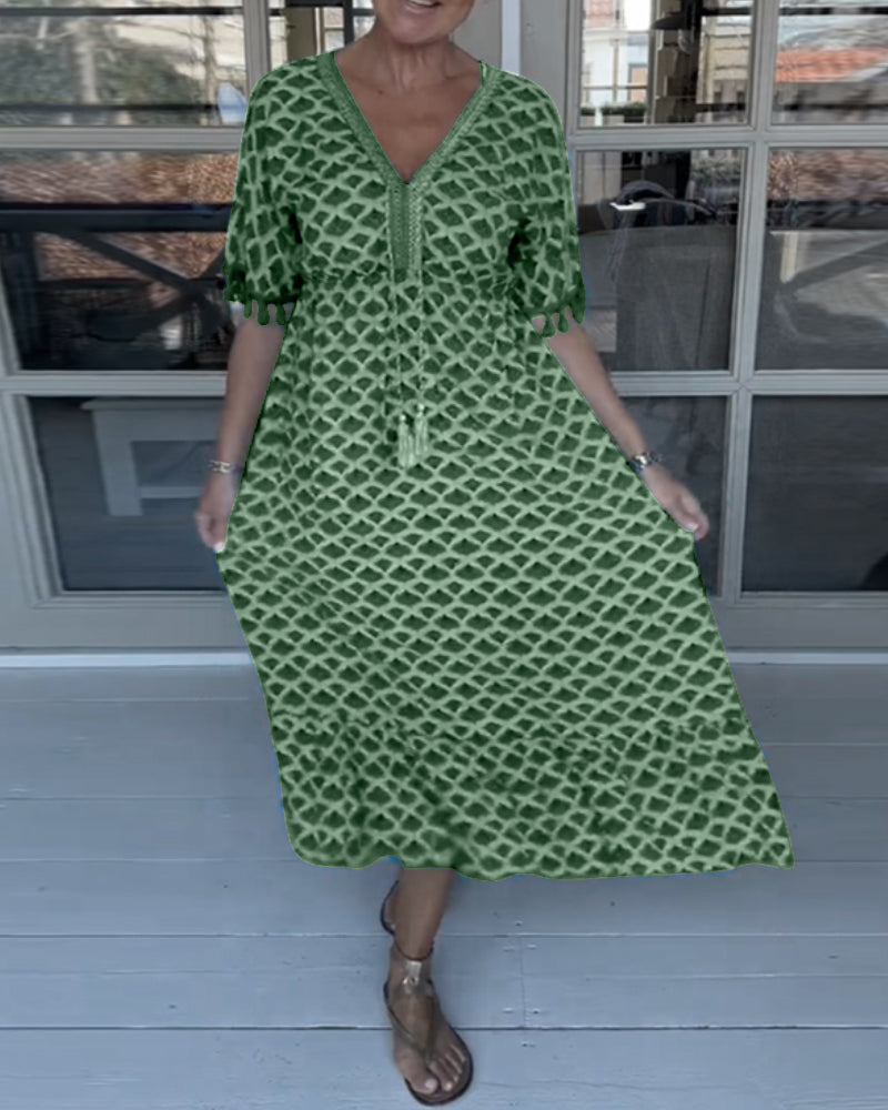 Winona - Vestido de verano con escote en V y flecos