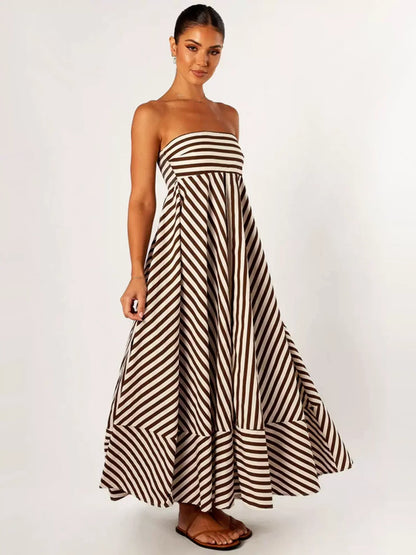 Damaris - Vestido maxi cómodo y elegante con fruncidos