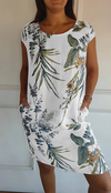 Iris - Vestido informal suelto hasta la rodilla con estampado