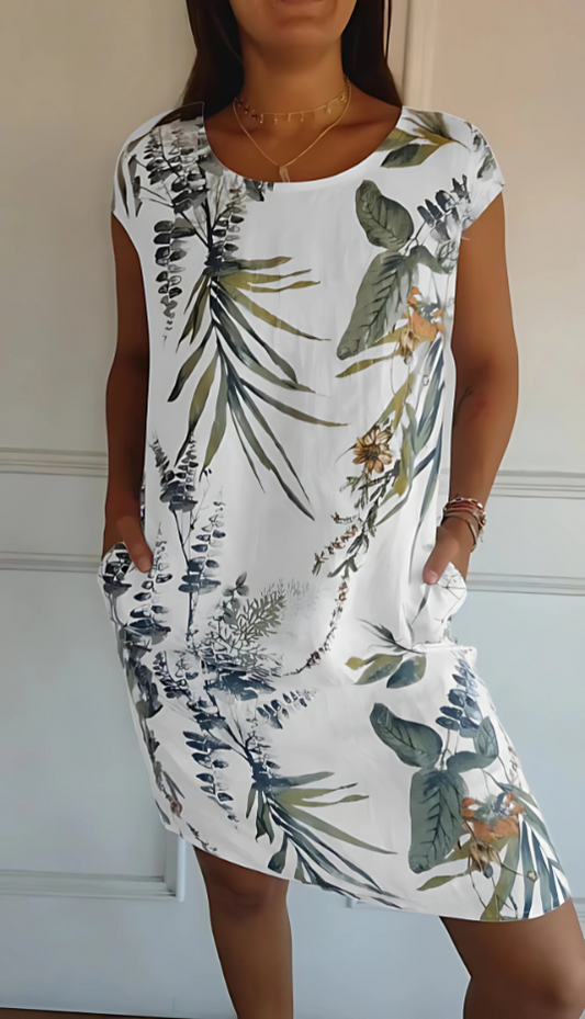 Iris - Vestido informal suelto hasta la rodilla con estampado