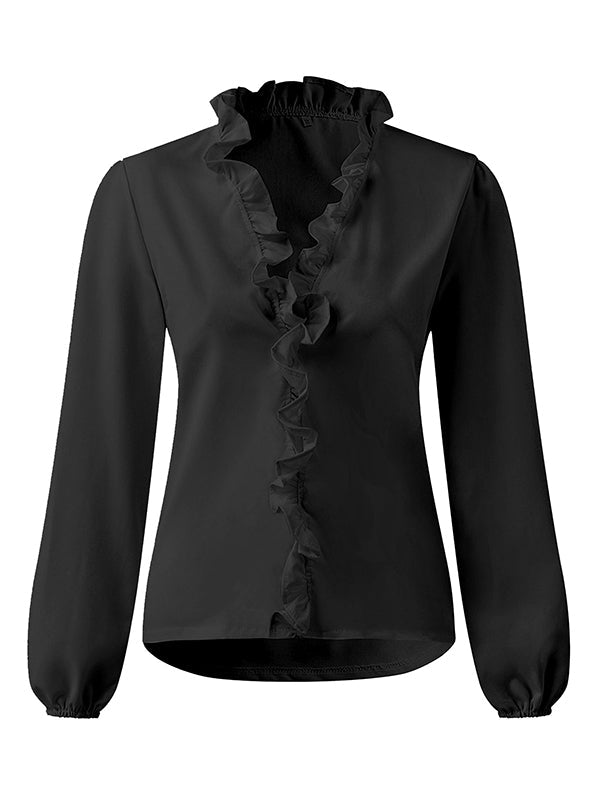 Chiyo – Blusa con mangas abullonadas y escote en V – Ajuste moderno y cómodo