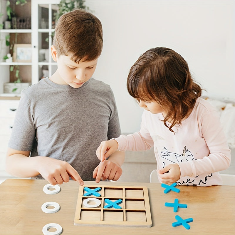 Juego de rompecabezas de tres en raya de madera para niños