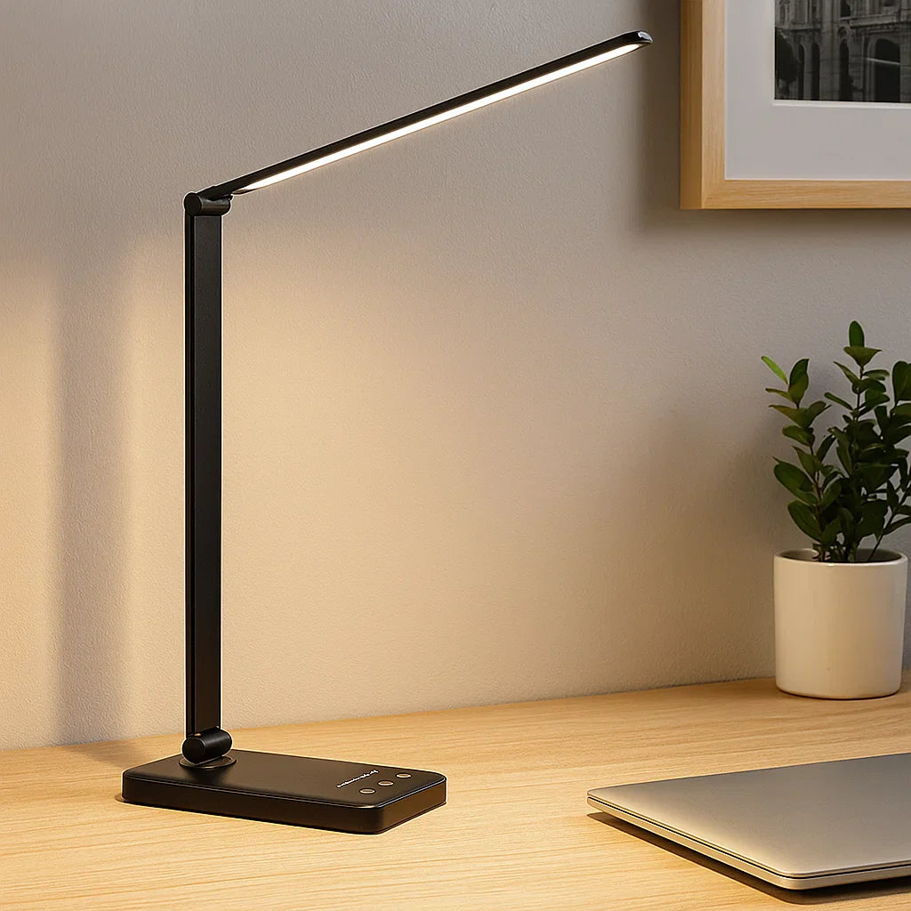 Lámpara de escritorio con LED ajustable y carga USB