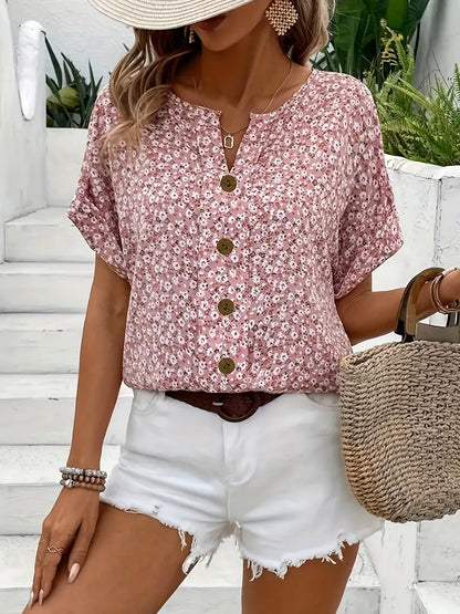 Danica | Blusa de Impresión Floral Rosa