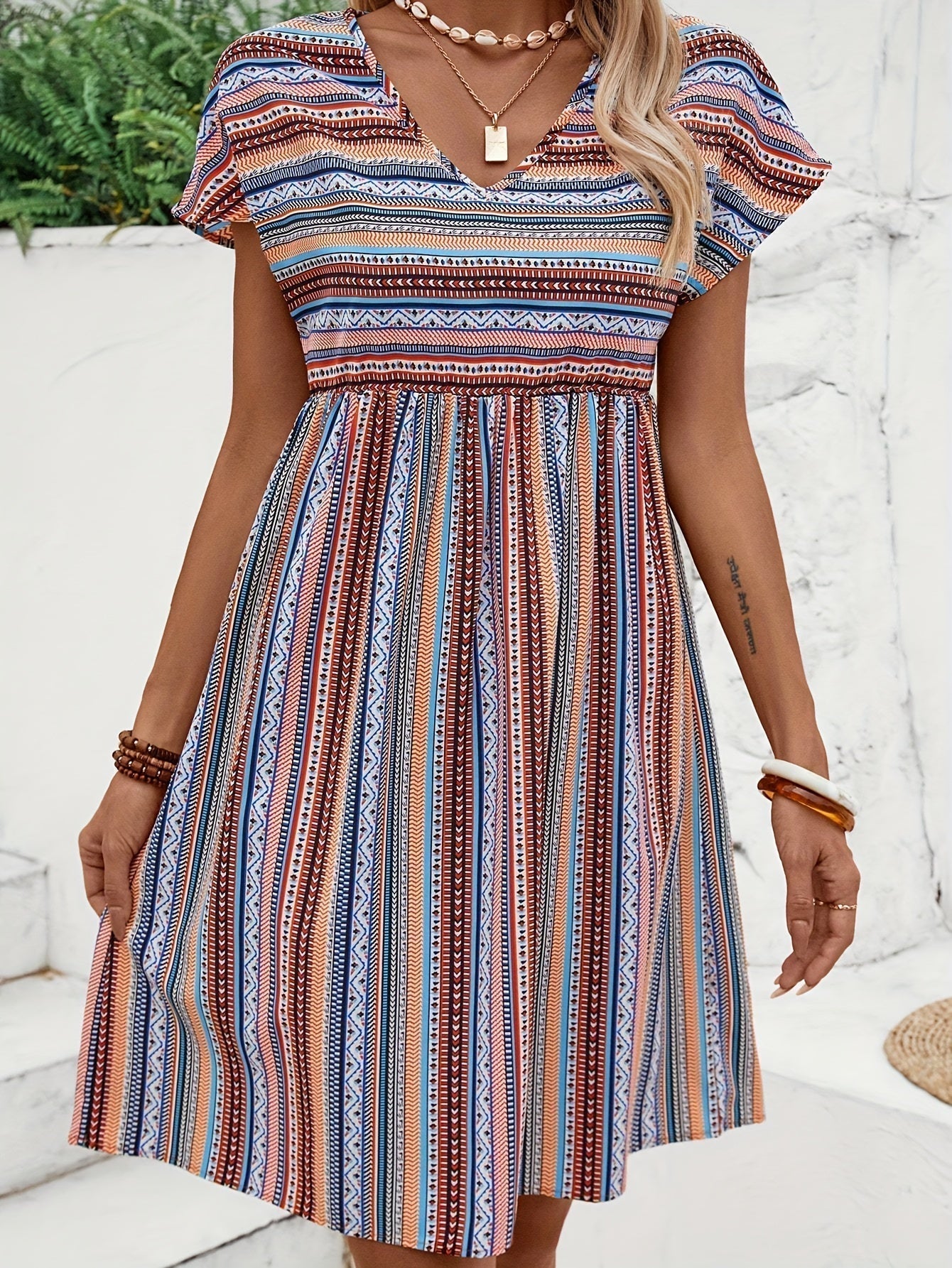 Ámbar | Vestido de estilo bohemio a rayas
