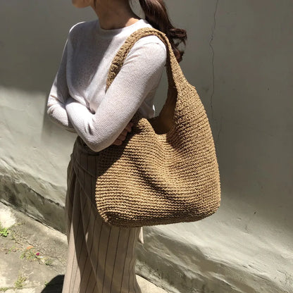 Elegante borsa di paglia Sienna per la spiaggia