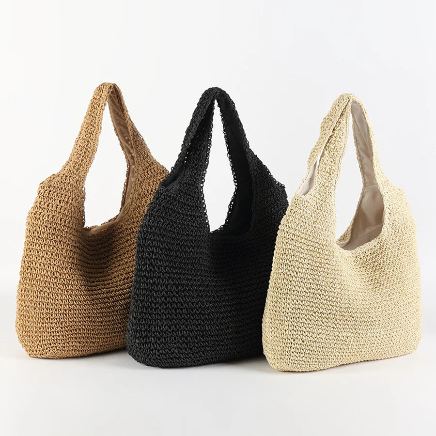 Elegante borsa di paglia Sienna per la spiaggia