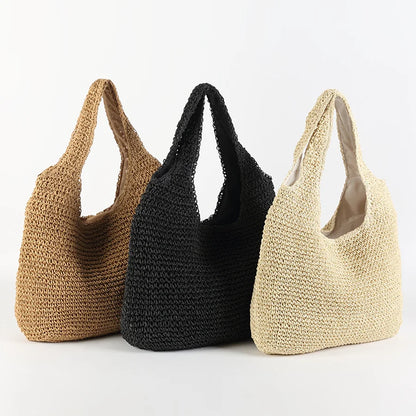 Elegante borsa di paglia Sienna per la spiaggia