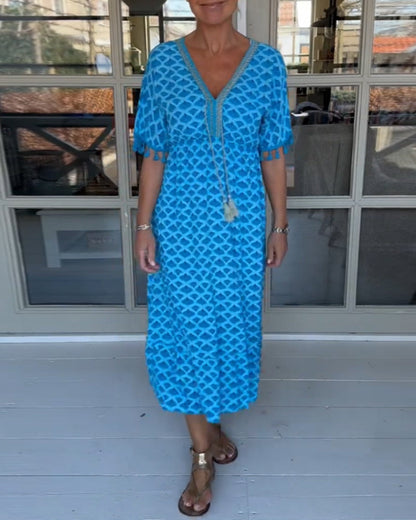 Winona - Vestido de verano con escote en V y flecos