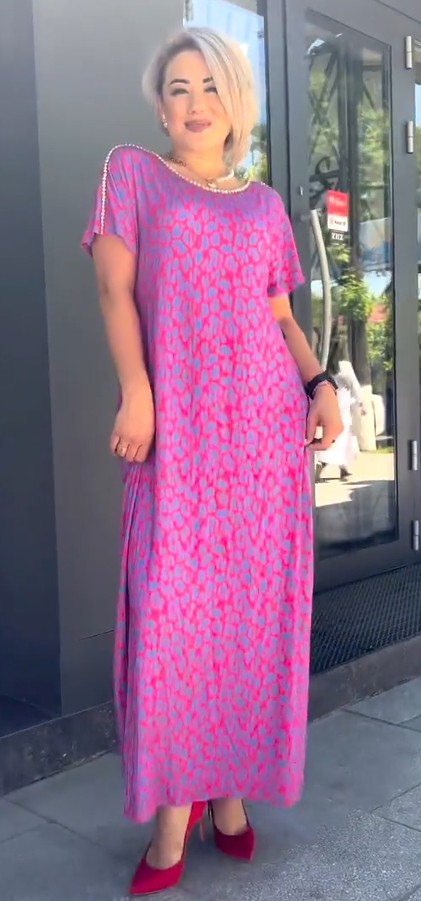 Raven - Vestido Maxi Estampado Chic de Primavera con Bolsillos