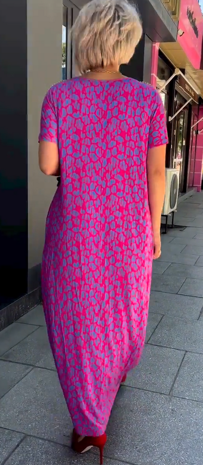 Raven - Vestido Maxi Estampado Chic de Primavera con Bolsillos