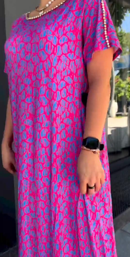 Raven - Vestido Maxi Estampado Chic de Primavera con Bolsillos