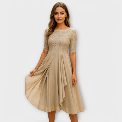 Merry | Vestido midi con manga de encaje
