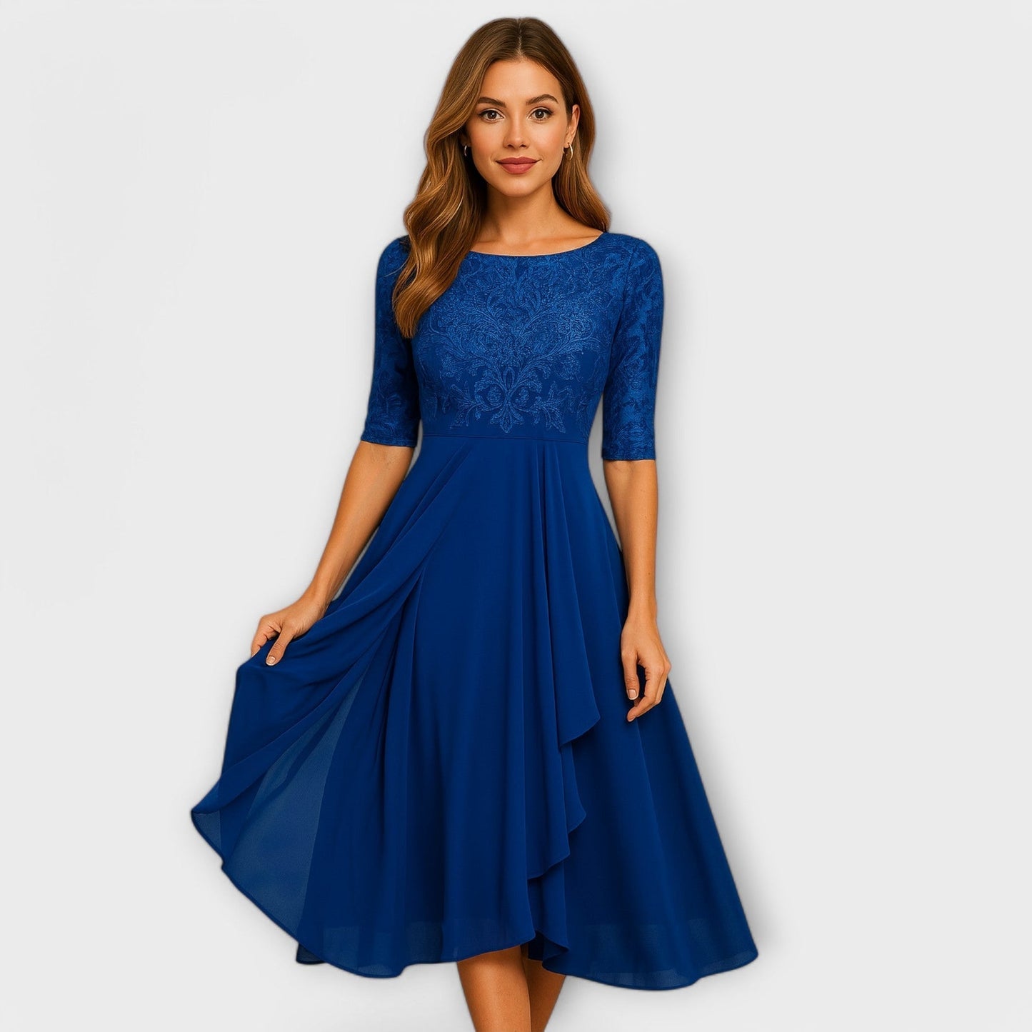 Merry | Vestido midi con manga de encaje