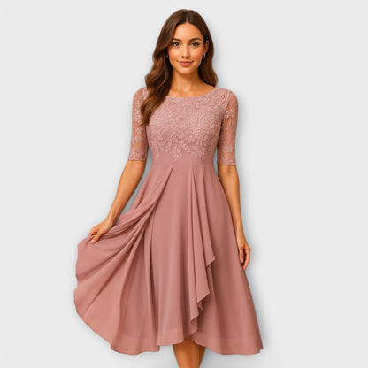 Merry | Vestido midi con manga de encaje