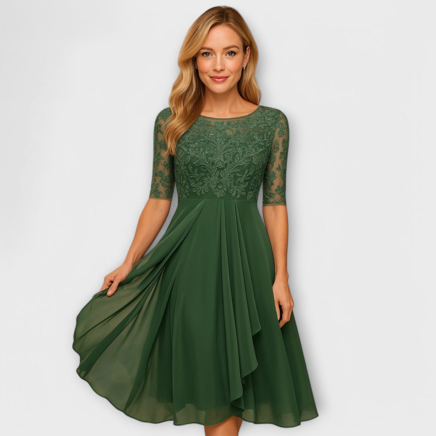 Merry | Vestido midi con manga de encaje