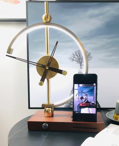 Table Lamp with Wireless Charger and Clock