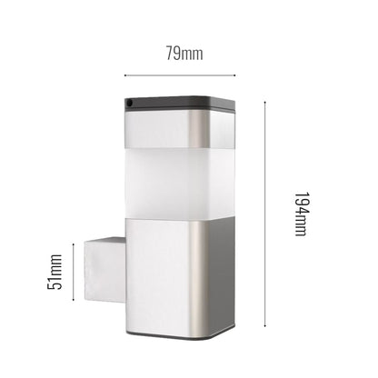 Lámpara de pared de acero inoxidable solar para exteriores