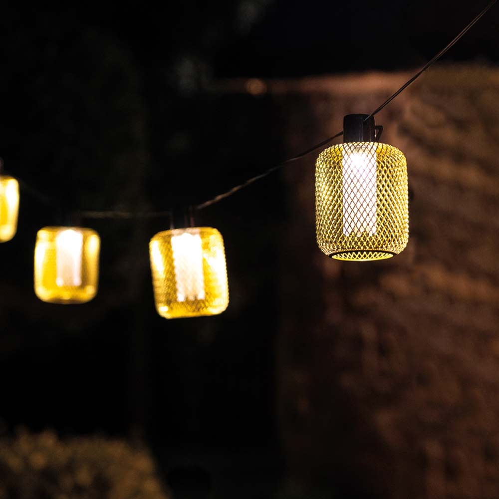 Luces de cadena festón de malla solar para exteriores