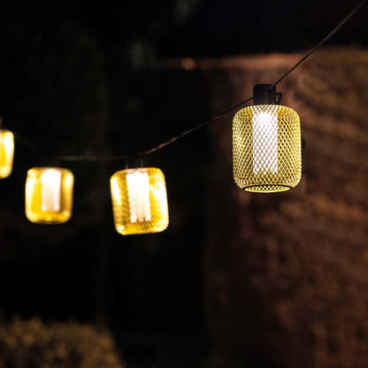 Luces de cadena festón de malla solar para exteriores