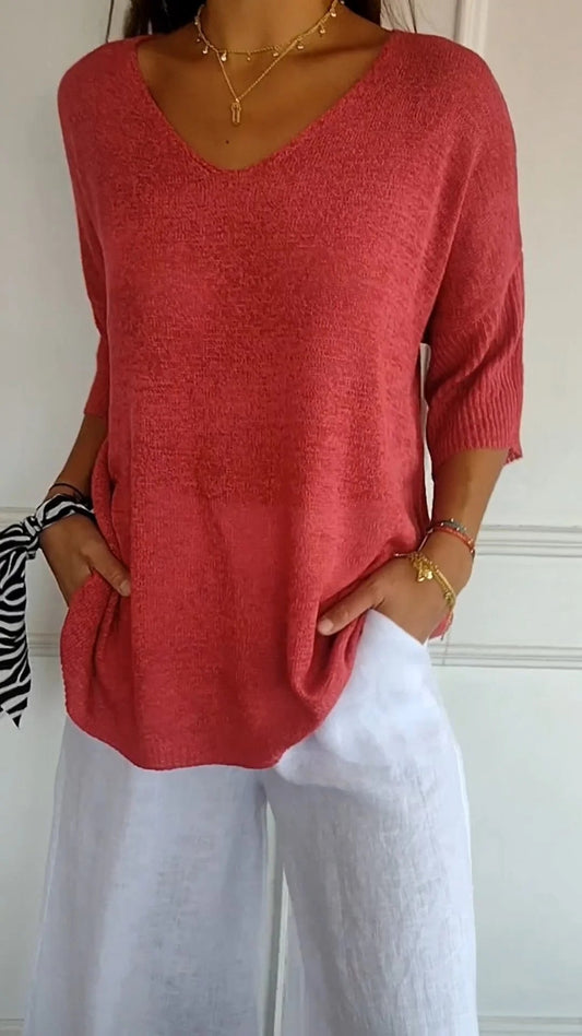 Anna - Knit Top with V-Neck