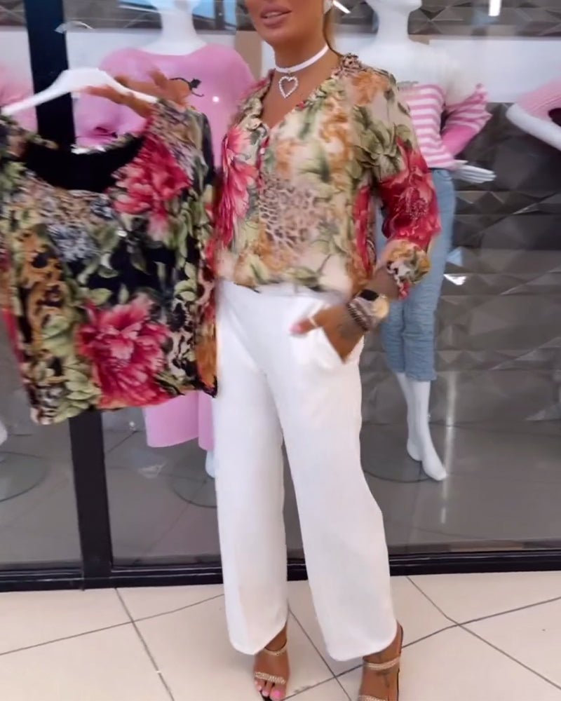 Elsie | Blusa floral con escote en V