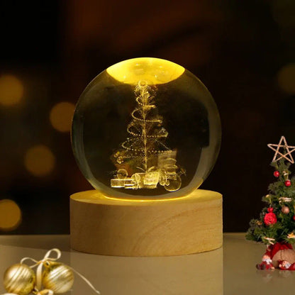 Luz nocturna LED con esfera de cristal 3D