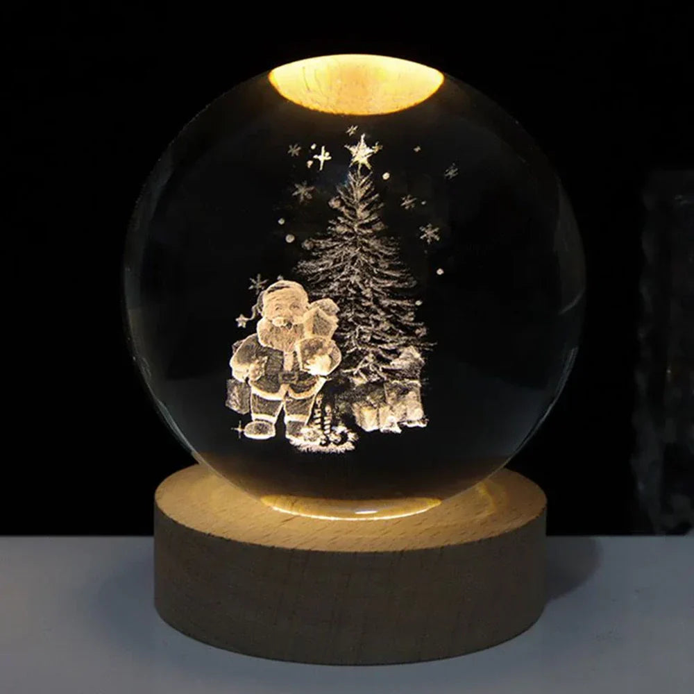 Luz nocturna LED con esfera de cristal 3D