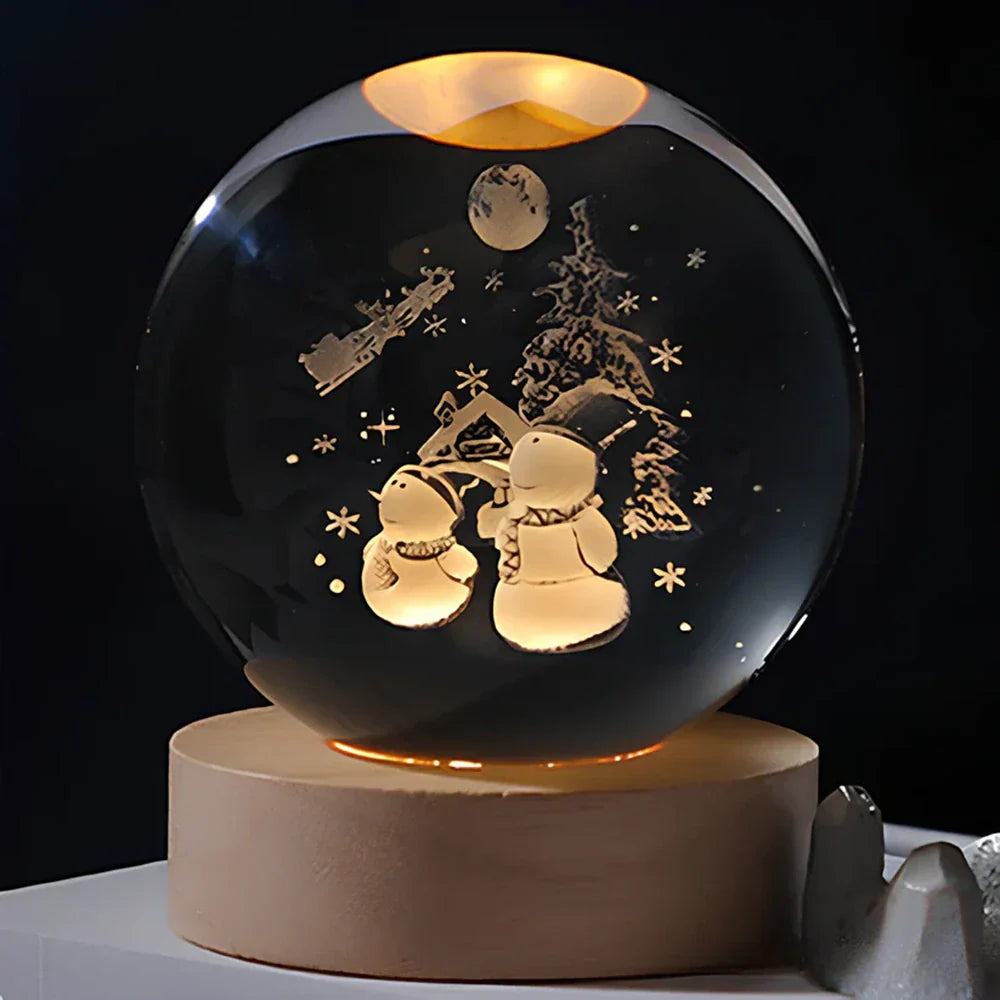 Luz nocturna LED con esfera de cristal 3D