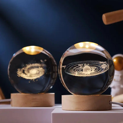 Luz nocturna LED con esfera de cristal 3D