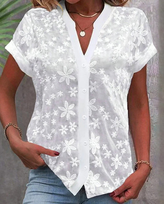 Coralie | Blusa de manga corta con escote en V