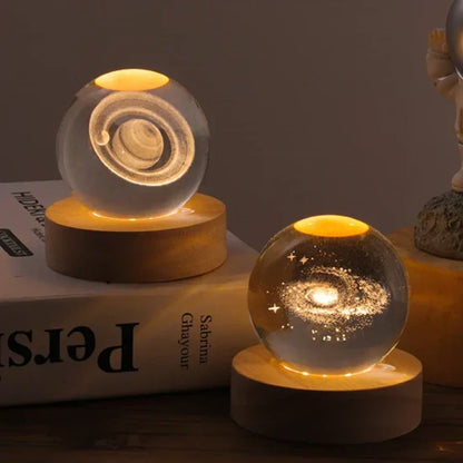 Luz nocturna LED con esfera de cristal 3D