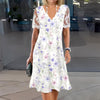Harlyn - Vestido midi de encaje floral dulce con parches