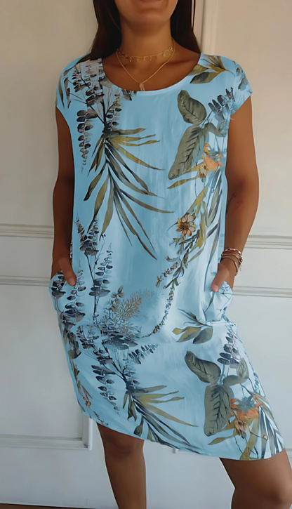 Iris - Vestido informal suelto hasta la rodilla con estampado